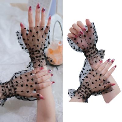 Heart Mesh Arm Sleeves For Nail Photography Breathable Sheer Fabric Elastic Cuffs Fashion Accessories