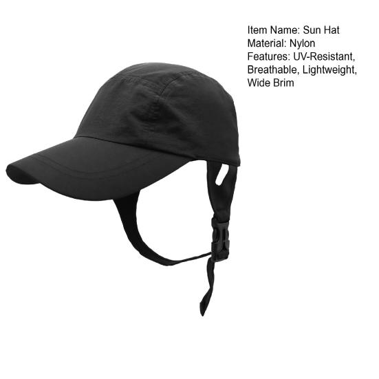 Unisex Sun Hat with Adjustable Buckle Solid Color Sun Protection Caps with Wide Brim Anti-UV Caps for Camping Hiking