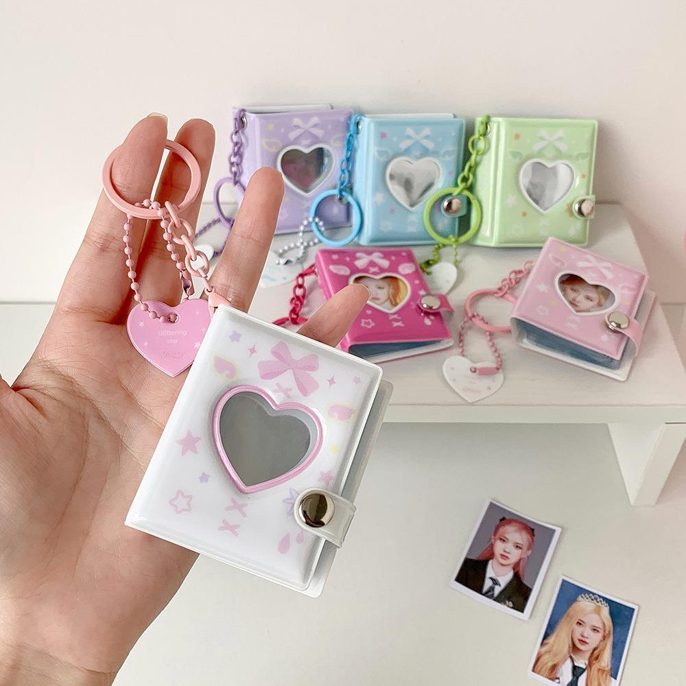 Snap Closure Photo Album Keychain Album Book Portable Mini Photocards Holder