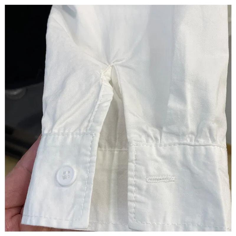 Korean Women's Autumn New Spliced Polo Collar Button Pocket Fashion Solid Loose Casual Long Sleeve Blouses Shirts