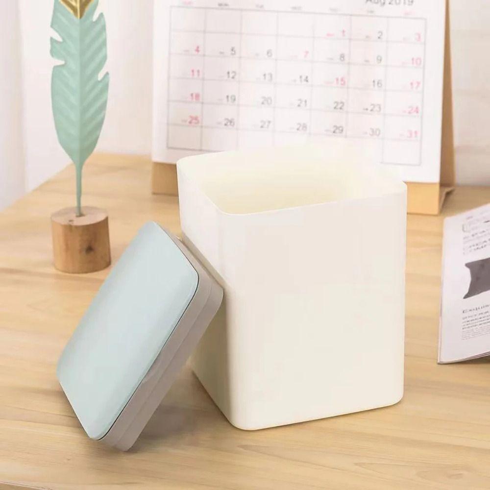 Mini Desktop Trash Can Plastic Waste Bin Collection Basket Rubbish Can  Bathroom