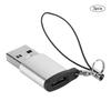 3Pcs USB3.0 to Type C3.1 Female Adapter Lanyard Electronic Transfer Connector(Silver +Lanyard )