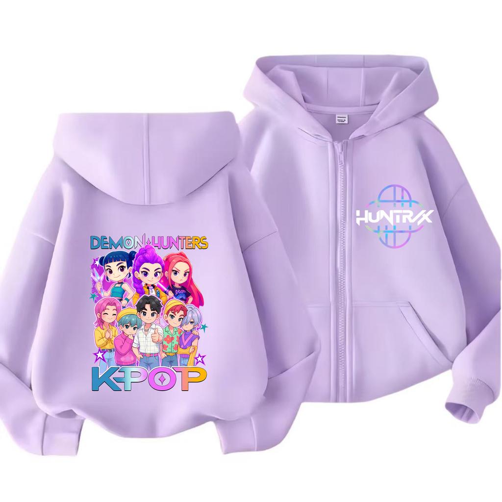 Kpop Demon Hunters Zip Up Sweatshirts Hoodie Coat Children Clothes Kid Girl Boy Sweatshirt Y2k Hoody Baby Casual Top