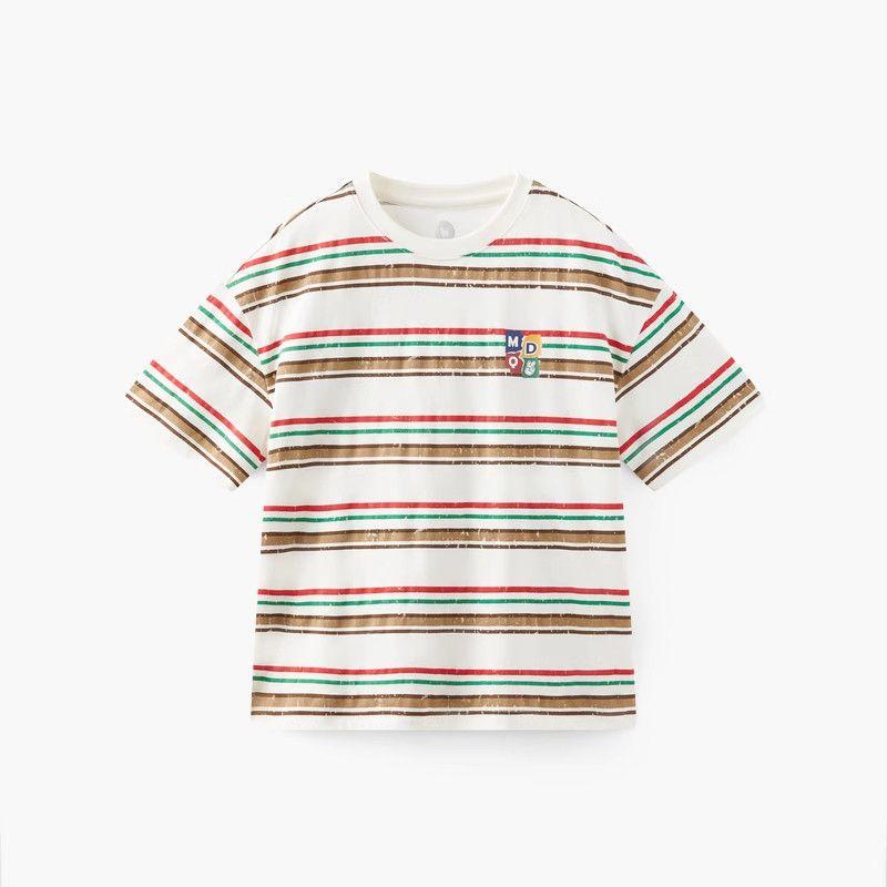 [Choose 3 Pieces from 179] Mqd Children's Short-Sleeved T-Shirt Summer Boys and Girls Color-Blocking Printed Loose T-Shirt