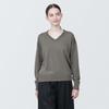 MUJI Hemp Blend Dark Mocha Size Size S Women's UV-Cut V-Neck Sweater, Brown, BA1OHA4S, Women's