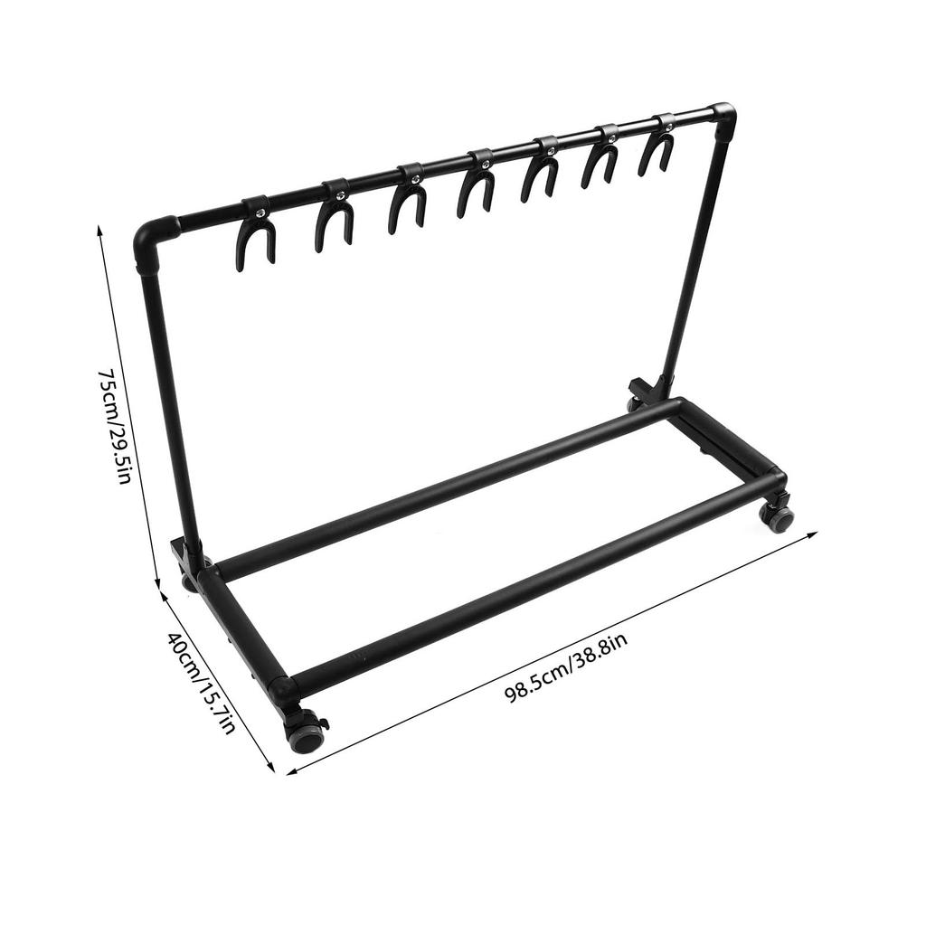 Universal Movable Black Guitar Stand with Metal Display Rack for and Electric Guitars Wheels, Multi-Guitar Band, Stage, Bass, Acoustic, (FL-17W)