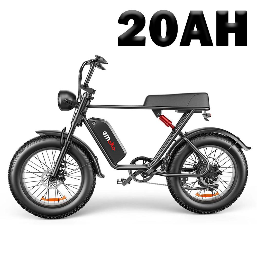 EMOKO C91 20" Fat Tire E-Bike 1000W & 48V20Ah Urban Commuter E-Bike, Disc Brakes, Shimano 7-Speed Electric Road Bike with Bench Seat