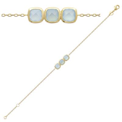 [R3564] - Gold Plated Bracelet 'Cléopatra' Blue Agate Gold - 20x6 Mm