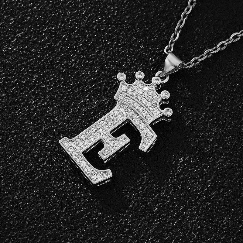 Fashion Luxury A-Z Crown Alphabet Pendant Chain Necklace Punk Style Lucky Initial Name  Best Party Wedding Birthday Gift
