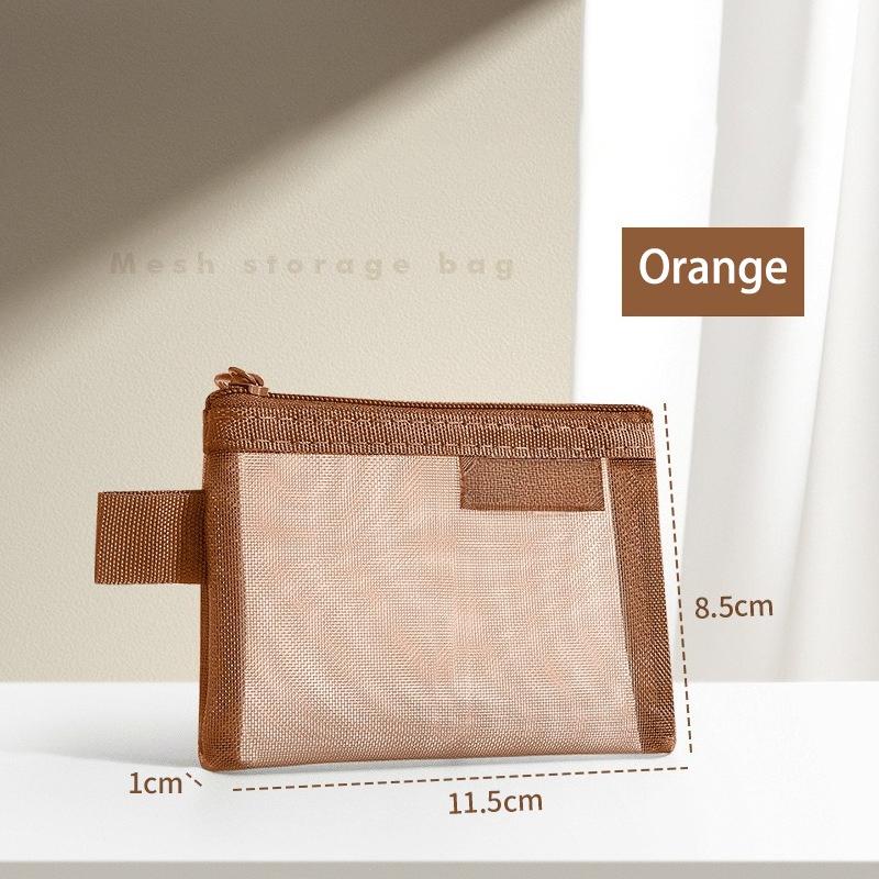 1PC Portable Mini Zipper Mesh Storage Bag New Coin Purse Small Square Mesh Coin Purse Travel Storage Carry Pouch with Zippered