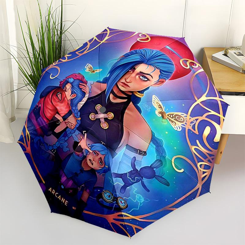 

1pc Arcane Inspired Outdoor Umbrella - Automatic Opening/Closing, Portable 3-Fold Design with Iron Frame - Perfect Gift for Fans, Travelers, Everyday