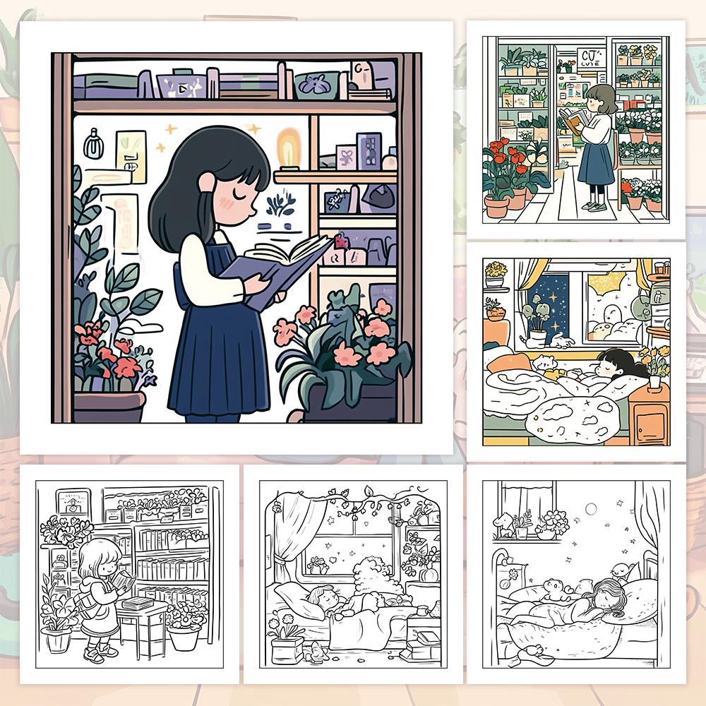 1pc,Girls Colouring Book - Teen Colouring Book - 30 Sheets, 8.3x 8.3 inches, Adult Stress Relief, Birthday, Holiday Party Gift