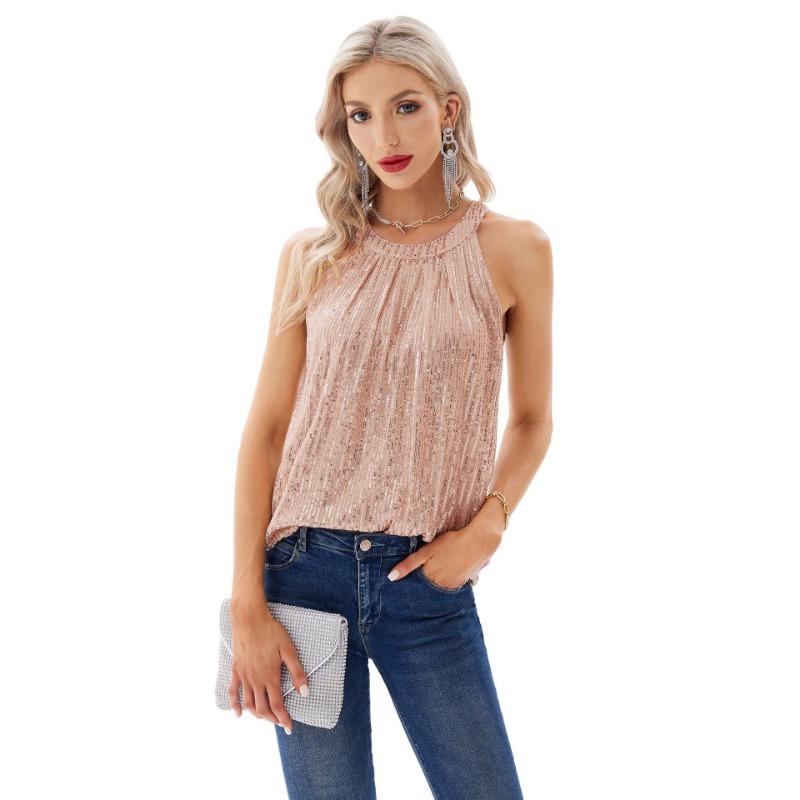Women's Summer New Women's Sequin Camisole Party Vest Shirt