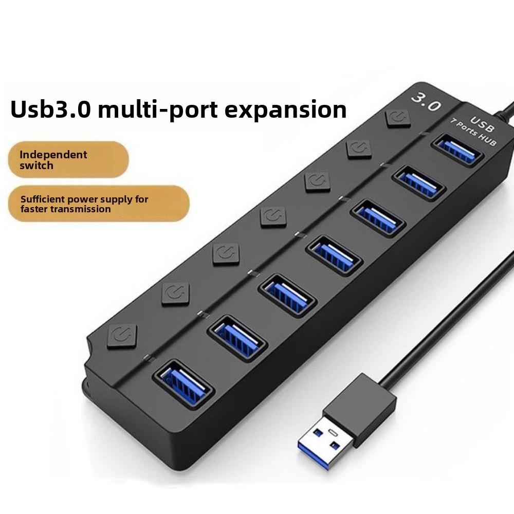 Independent Switch USB 3.0 Hub 7 In 1 USB High-speed Extender  for Laptop/Computers/Keyboard/U Disk
