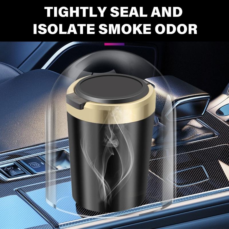 Auto Zigaretten Aschenbecher, Tragbarer Blauer LED Licht Auto Aschenbecher Becherhalter mit Deckel, Fahrzeug Zigaretten Aschenbecher