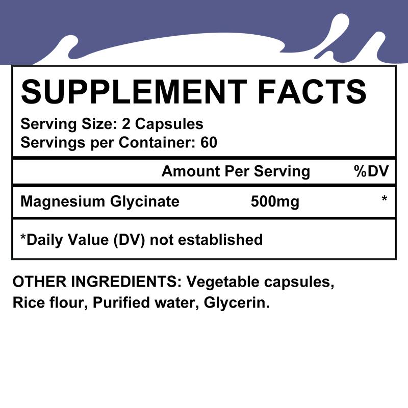Magnesium Complex Dietary Supplement, With Magnesium Glycinate 500 Mg, 120 Capsules Per Bottle