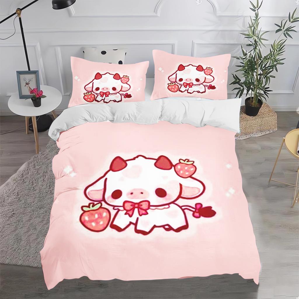 Kawaii Cartoon Duvet Cover Set Cute Bedding Coverlets For Kids Teens Girls Bedroom Decor Easter Gift For Friends