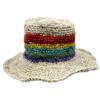 Boho Hat - Hand Knit Hemp Cotton Rainbow