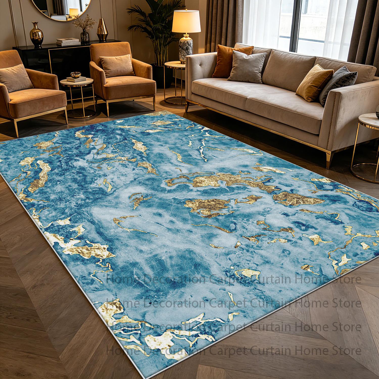 Moderne Luxe Marmeren Textuur Tapijt Woonkamer Abstract Gouden Grote Vloerkleed Zacht Antislip Wasbaar Slaapkamer Decor Vloermat 1.9x2.9ft(60x90cm)