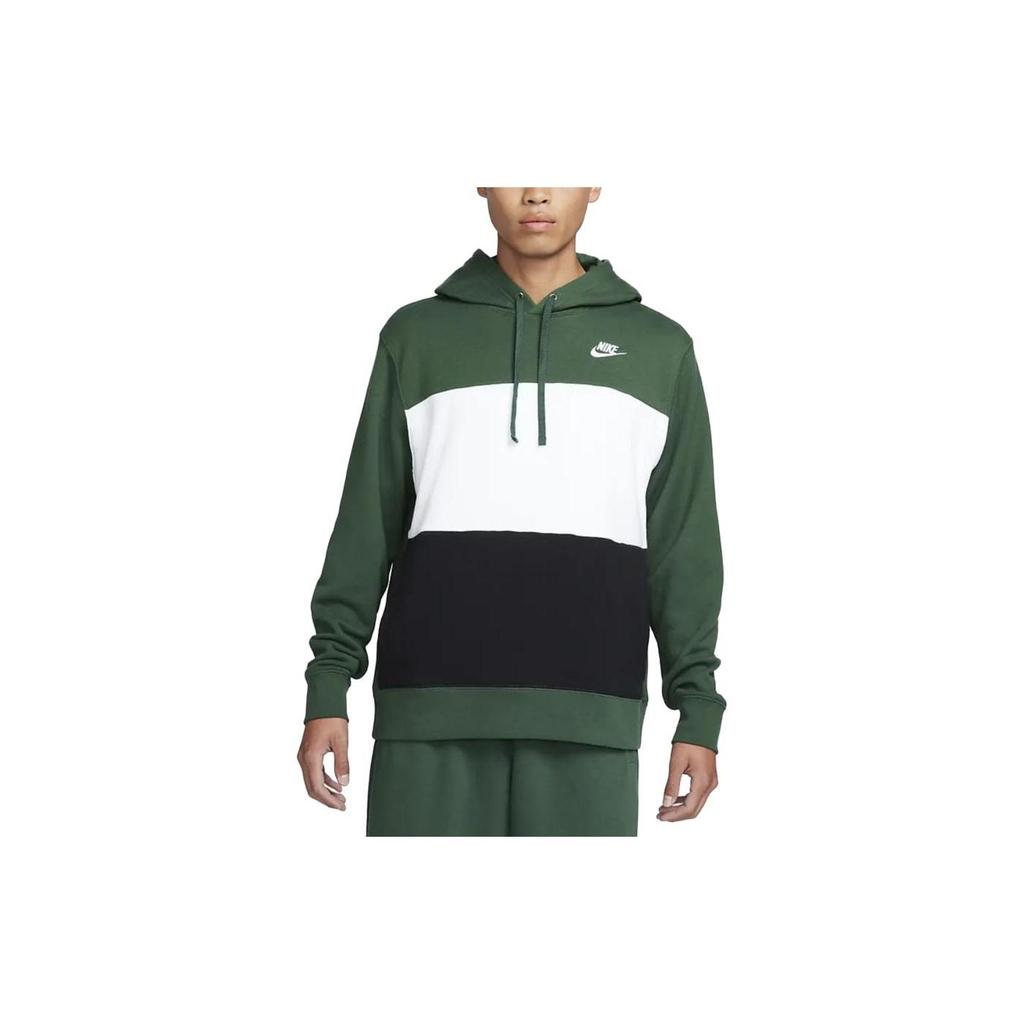 Nike Club+ Color Block Hooded Fleece Jacket Men Fir Green White FB7416-323