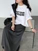 LUXI Korean-Style A-line High Waist Drawstring Maxi Skirt, Summer Casual 2673