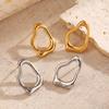 Stainless Steel Irregular Shaped Drop Earrings for Women Lady Classic Geometric Hollow Stud Earrings Banquet Jewelry Accessories