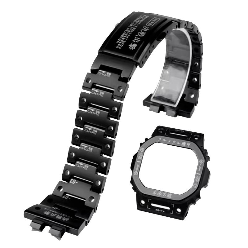 

Меха-Воин Безель Ремешок Для Casio DW5600 GW-B5600 GWM-B5000 Мужские Модифицированные Часы Ремешок Корпус Меха-Металл Нержавеющая Сталь Браслет GMW-B5000mmm чёрный