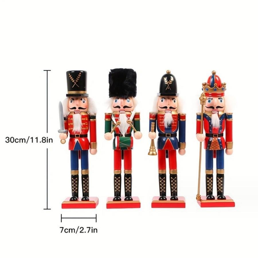 30CM Wooden Nutcracker Ornament for Christmas - Creative Home Decor