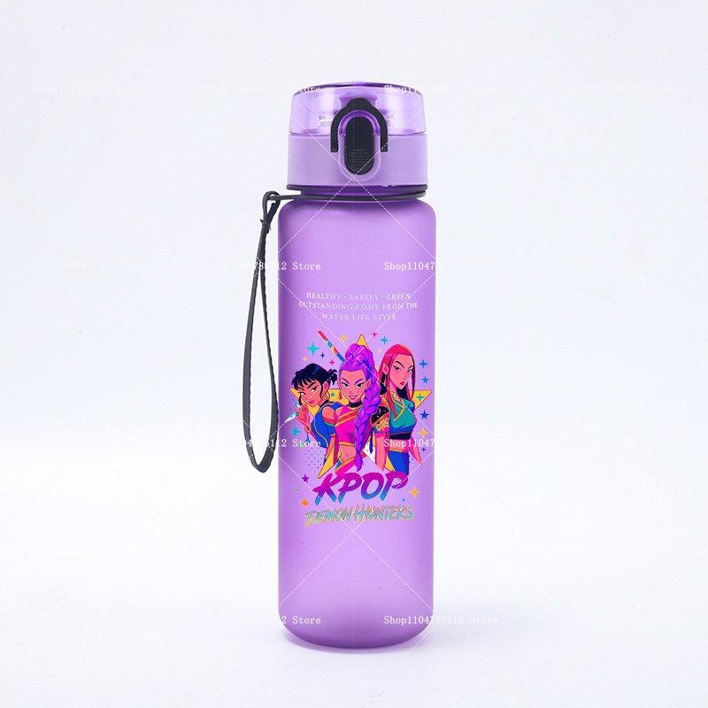 650ML K-Pop Demon Hunters Water Cup Boys Girl Portable Drop-proof Outdoor Fitness Jug Trend Simple Frosted Sports Water Cups Gift