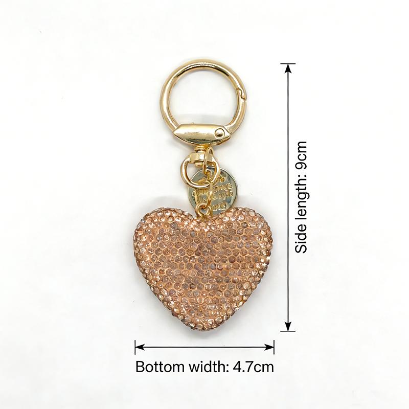 Bling Bling Pink Heart Crystal Rhinestone Soft Clay Keychain for Women, Cute Fashion Bag Charm & Key Ring Pendant for Purse Keys