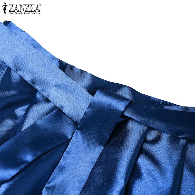 ZANZEA Faldas largas holgadas casuales para mujer con cintura elástica en la espalda