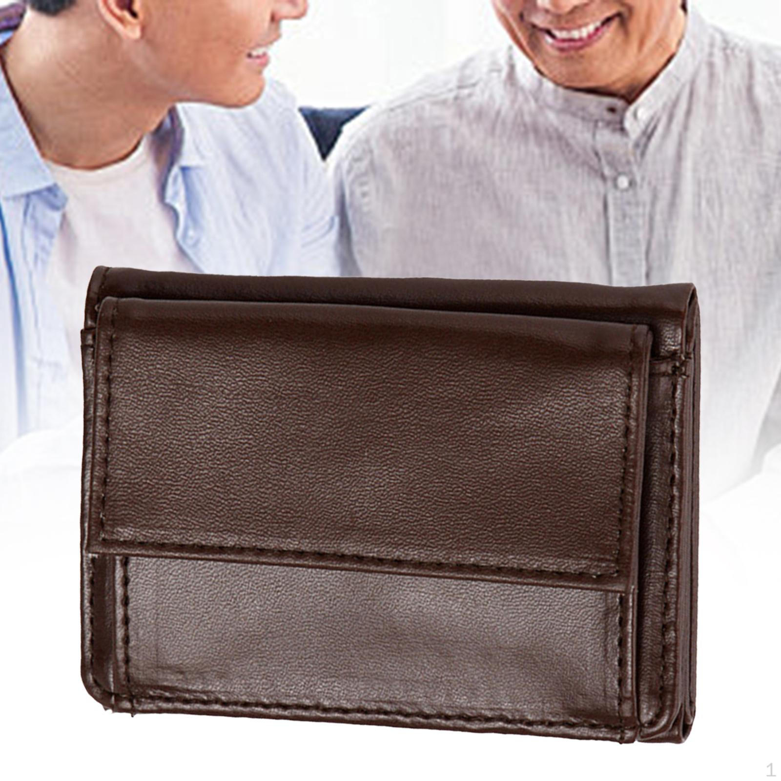 

Мужской кошелек-органайзер из искусственной кожи, стильный держатель удостоверения личности, три сложения, подарок для дедушки кофейный