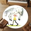 1pc Pippi Horse Round Chair Mat Area Rug - Non-Slip, Floor Mat for Office, Bedroom, Home Decor Christmas Gift P0811343