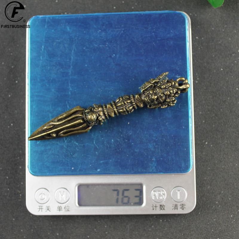 Pure Copper Buddhist Artifacts Ornaments Vintage Brass Horse Head Skull Buddha Pestle Vajry Figurines Home Needle Knife Buddha