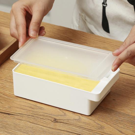 Scatola Affettaburro 2-in-1 con Coperchio Spatola Inclusa Sicuro Inodore Contenitore Taglia Burro per Frigo Cucina