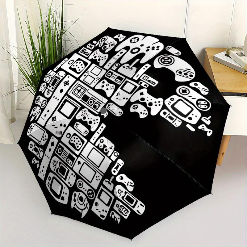 1pc Gaming Console Automatic Folding Umbrella, 8-Rib Sturdy Canopy, Portable Travel Umbrella for Outdoor Use