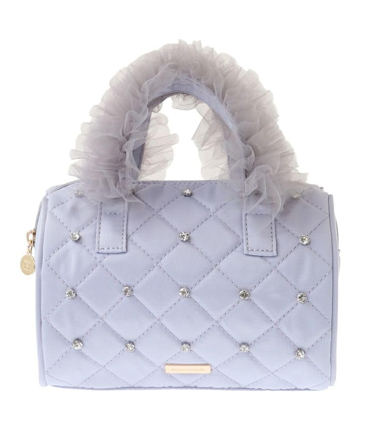 de tulle handle rhinestone Boston bag for grayish blue [Maison Fleur] Handbag, EC-exclusive women,