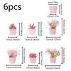3/6PCS Set New DIY Artificial Potted Plant Mini Plastic Artificial Flower Bonsai Tabletop Landscape Home Display