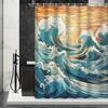 Ocean Wave Shower Curtain: Embrace the Dynamic Design, Soft Fabric, and Nautical Vibes for Your Inspiring Bathroom