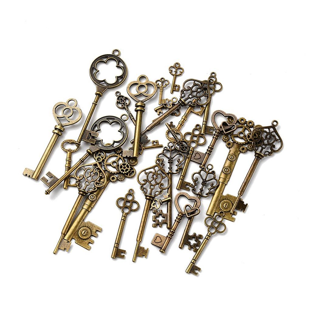 Buy 28Pcs Vintage Keys Charms with 30Pcs Butterfly Wings 2 Rolls