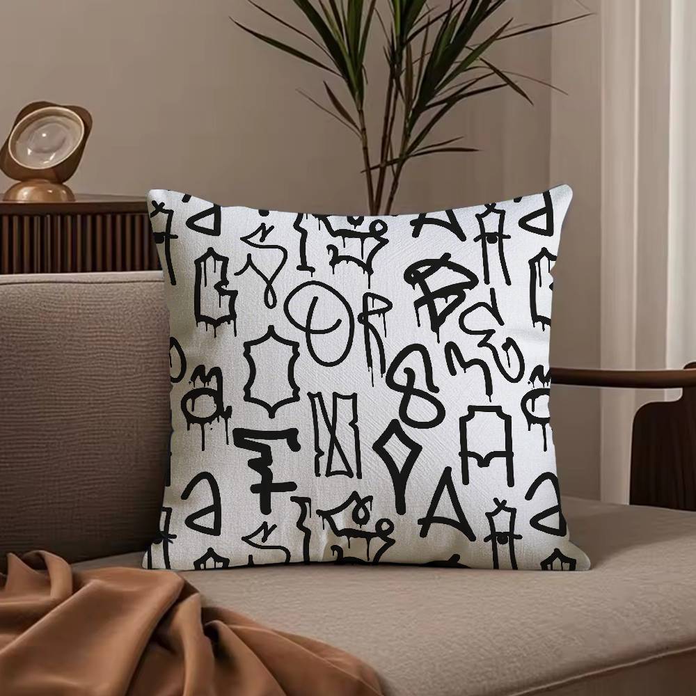 S-Simple E-English Letters Pillow Case Null