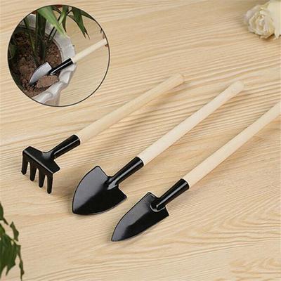 Kids Big Garden Tool Outdoor Set 4 Piece Rake Shovel Hoe Wood Handle Metal Head