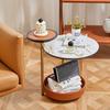 Italian Light Luxury Creative Designer Coffee Table - Vintage Saddle Leather Style with Storage, Ideal for Home Living Room