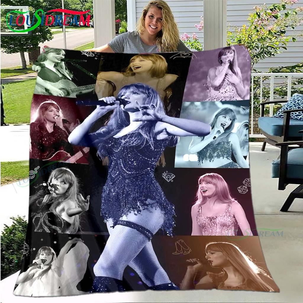 Hot Pop Female Diva Singer Pattern Blanket Flannel Thin Blanket Portable Home Travel Office Lunch Break Blanket Birthday Gift