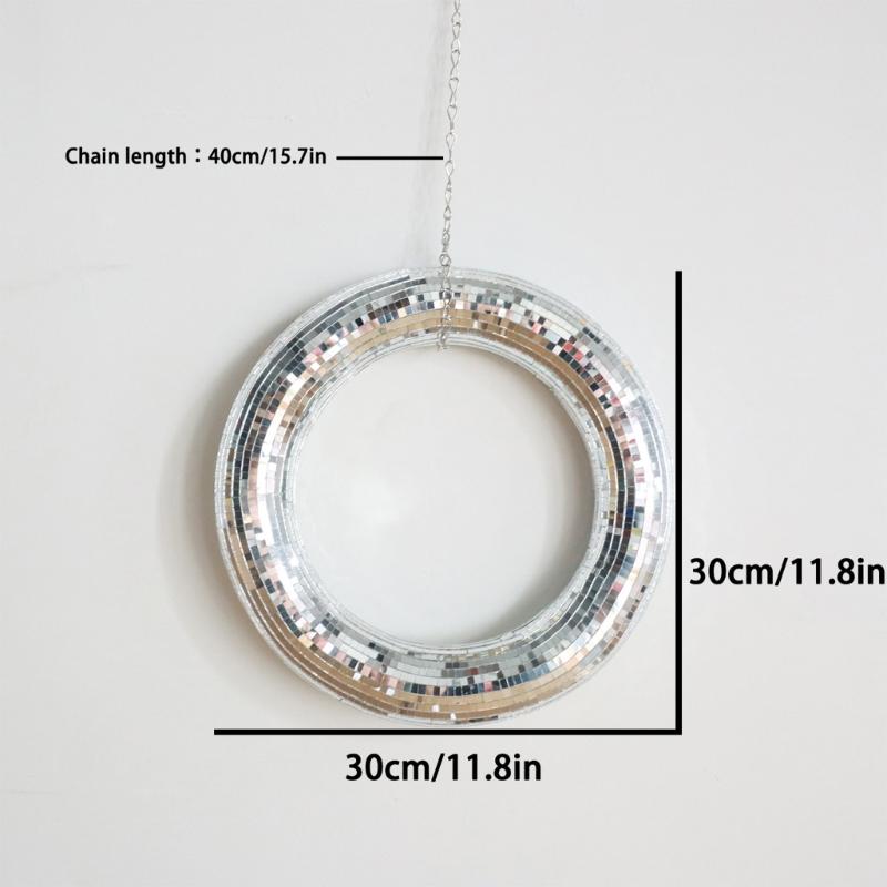 Sparkling Discos Wreath Rings Decors Reflective Hanging Ornament Mirrored Round Wreath Pendants Festivals Party Decors