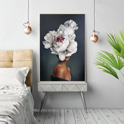 Pittura decorativa Soggiorno Decorazione domestica Fiori Piume Donna Pittura astratta su tela Stampa artistica su parete Poster Immagine