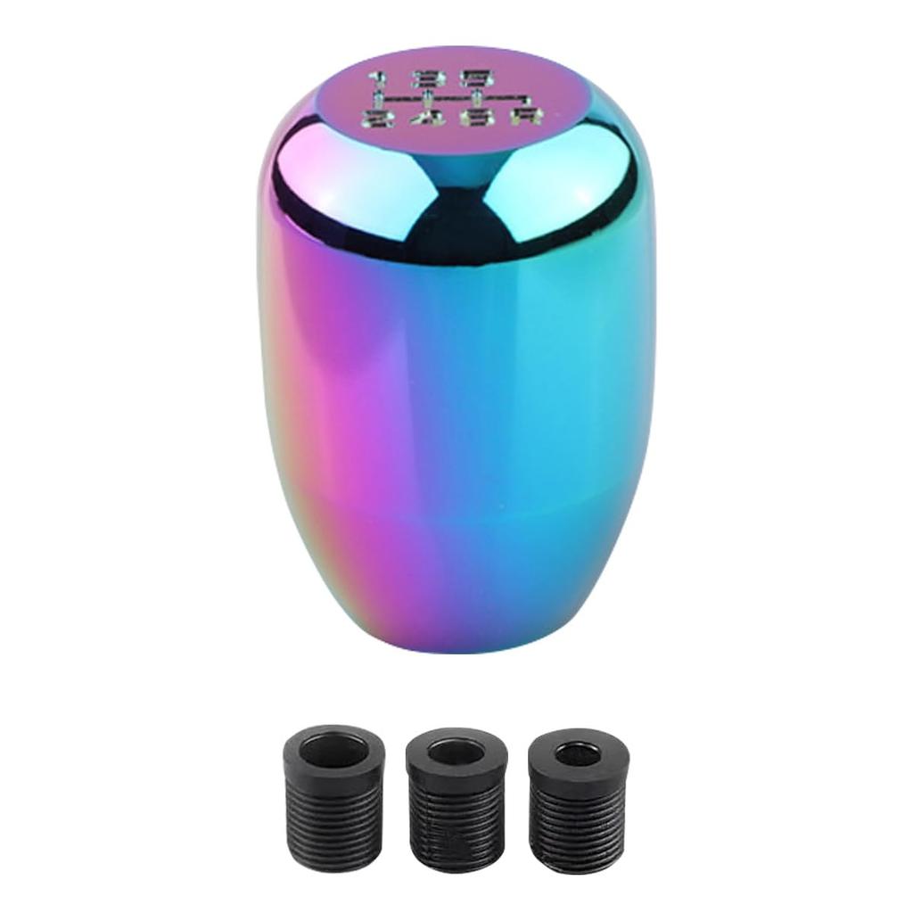 Shift Knob MT [5/6 Speeds] Car Manual Shift Knob Aluminum with Conversion Adapter (6 Speed, Iridescent )