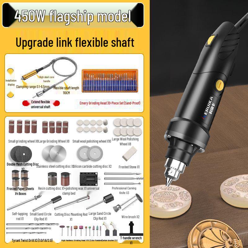 High-Power Handheld Electric Grinder for Wood Carving, Jade Polishing, Cleaning, Cutting & Engraving