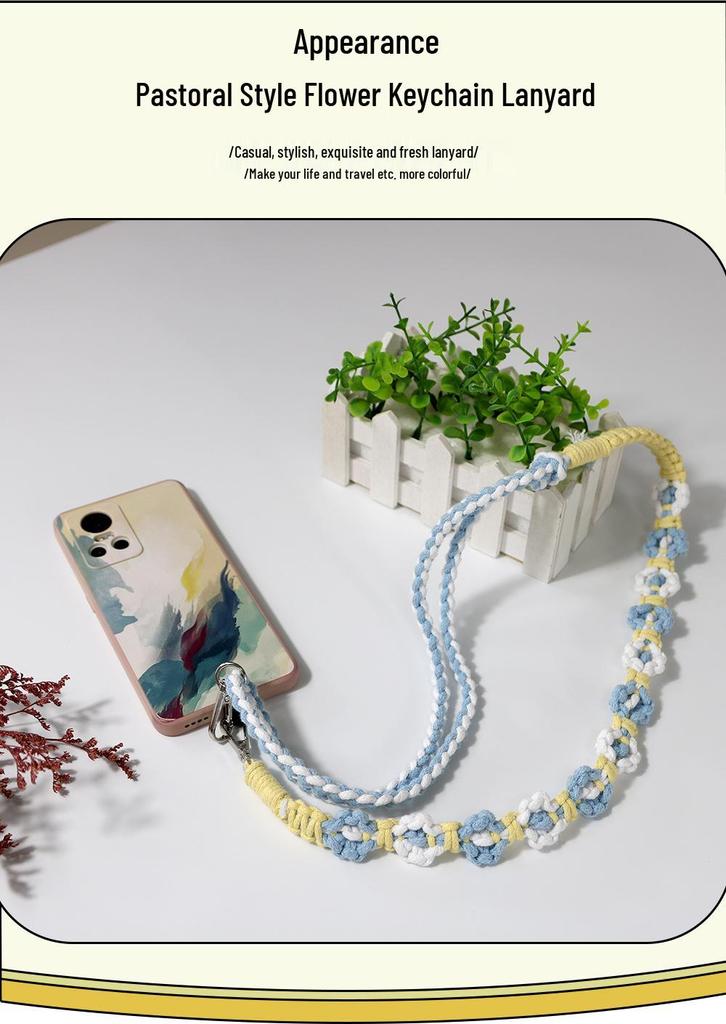 Daisy Flower Adjustable Phone Lanyard & Bohemian Keychain Strap
