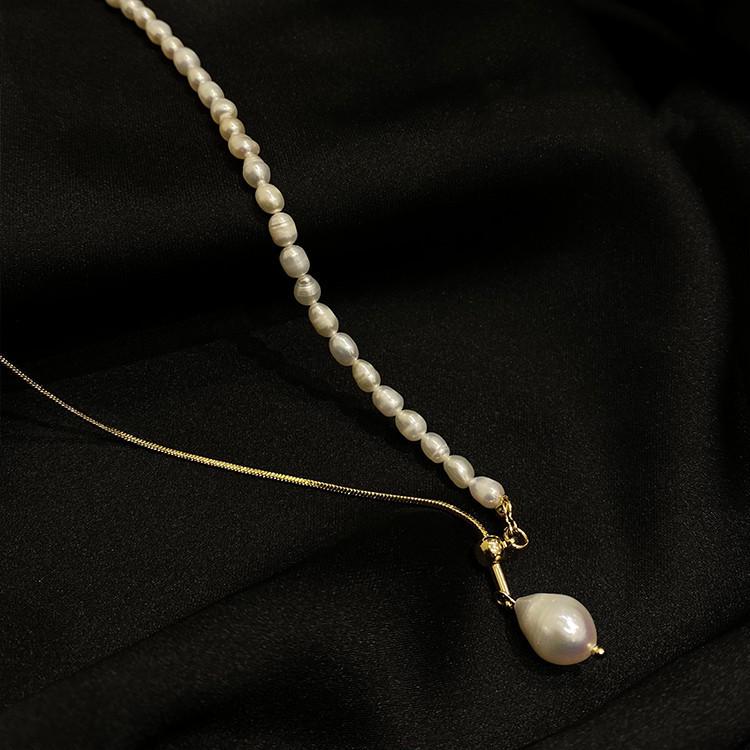 Korean Freshwater Pearl Y-Shaped Drawstring Necklace for Women - Douyin Influencer Style